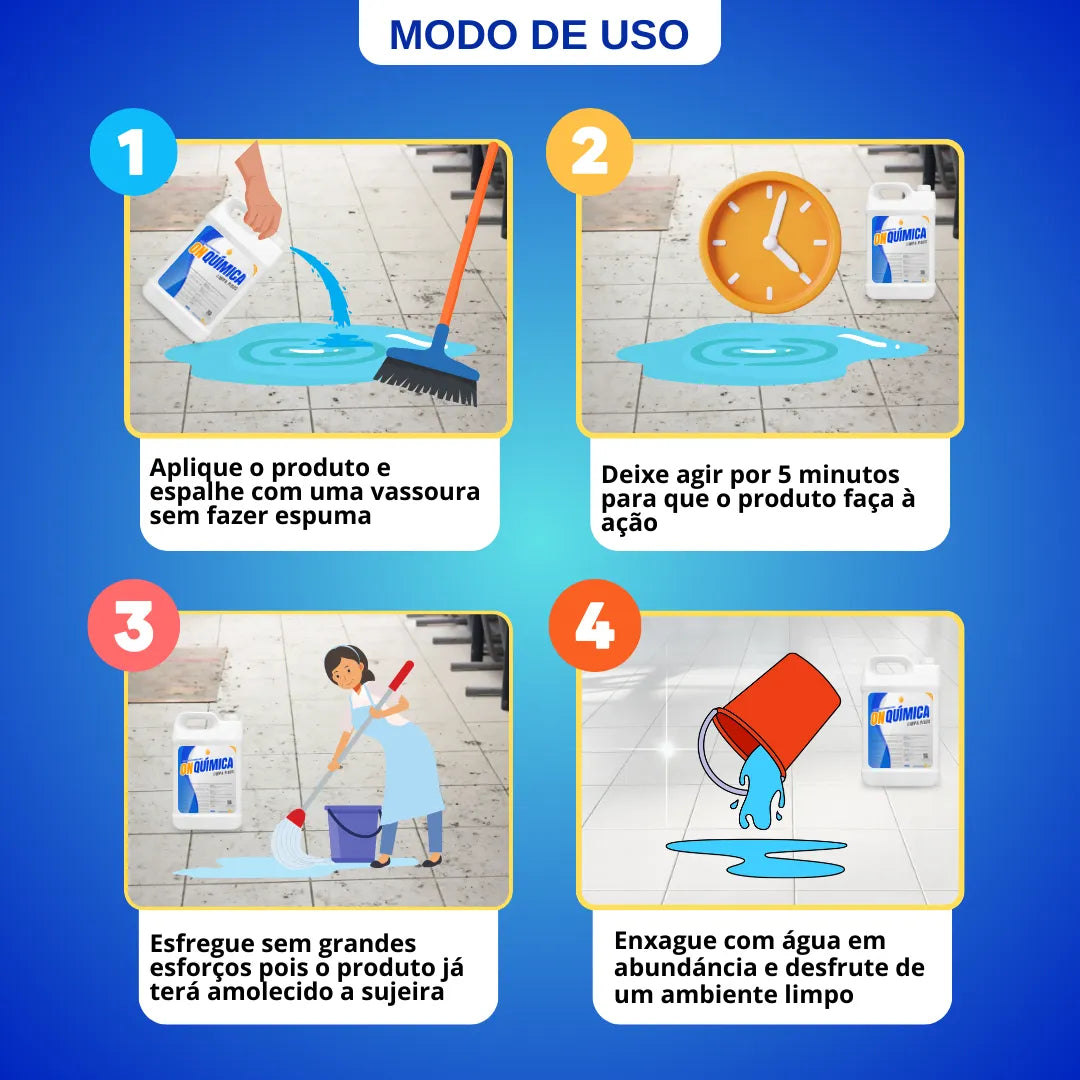 Limpa Pisos On Química - Remove Encardido Manchas de Porcelanato Cerâmica Pedras